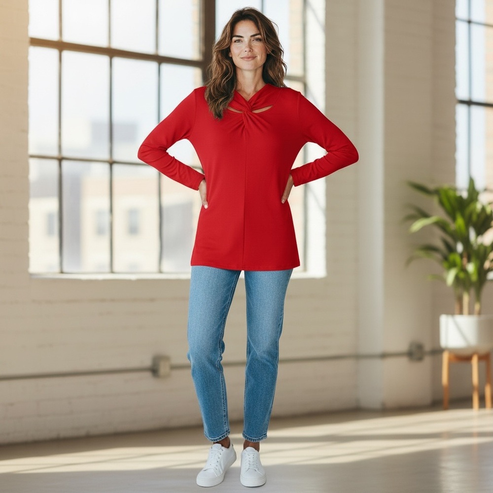 Ruby Rd. Rich Red Women's Tunic 1X - Picture 4 of 8